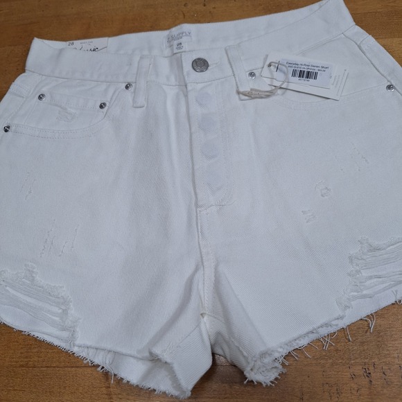 Z Supply Pants - New ZSupply Everyday Hi-Rise Denim Jean Shorts Sz 28 Off White Distressed Cutoff